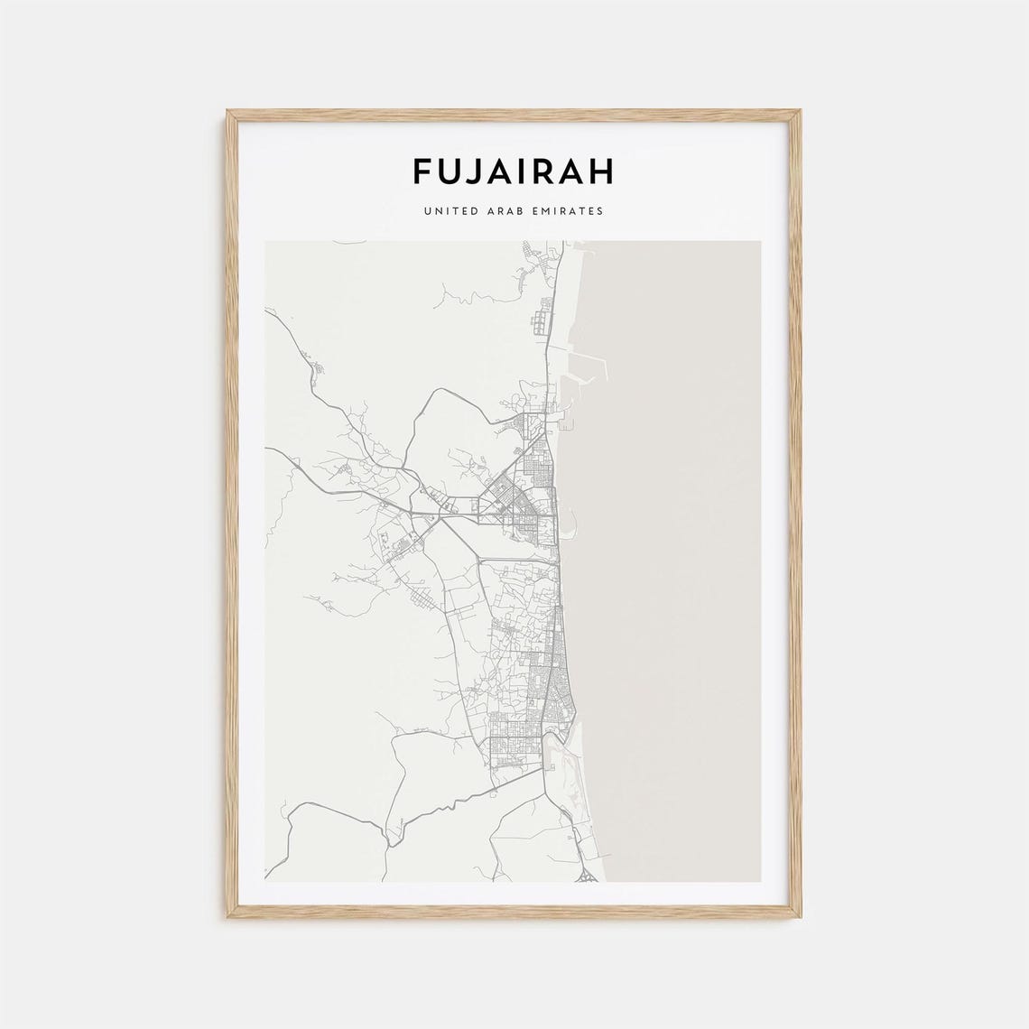 Fujairah United Arab Emirates Street Map Minimalist City Poster