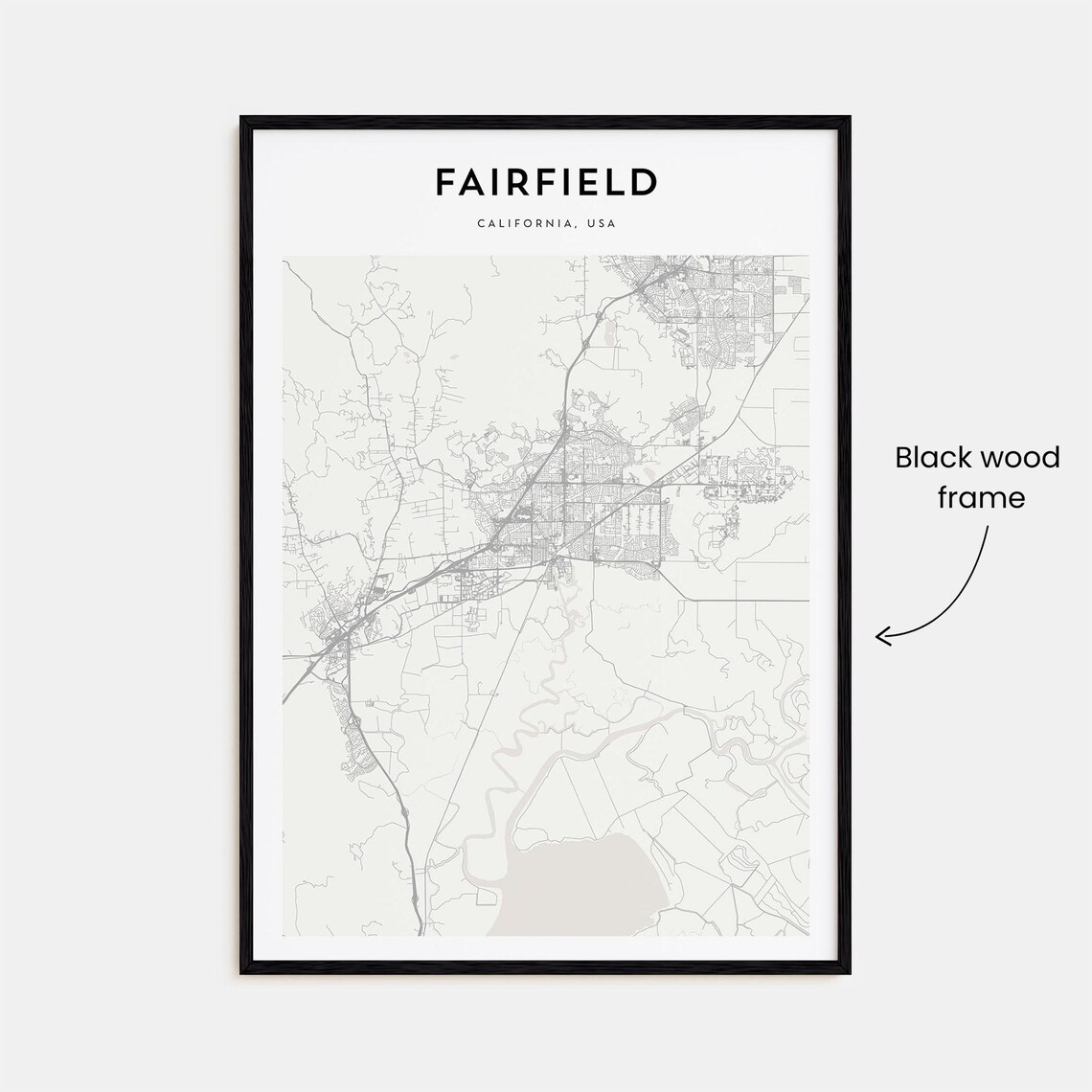 Fairfield California Minimalist City Street Map Bay Area Decor Poster - Image 3