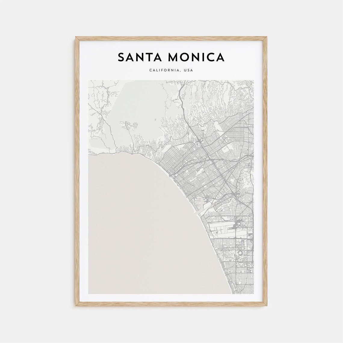 Santa Monica California USA Minimalist Street Map Line Art Poster