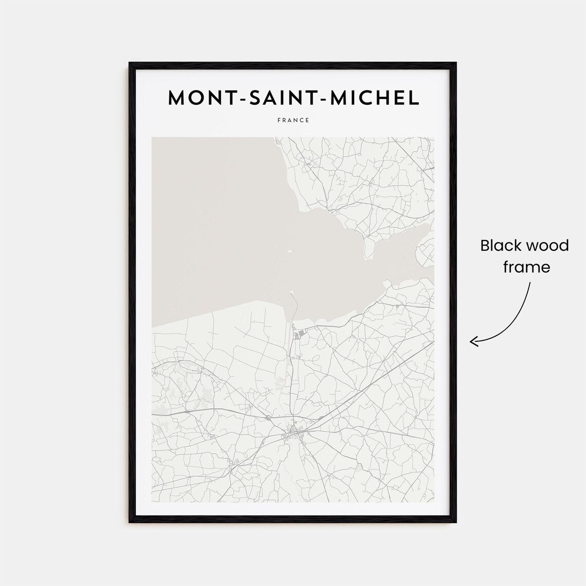 Mont Saint Michel France Coastal Bay Minimalist Light Gray Map Poster - Image 3