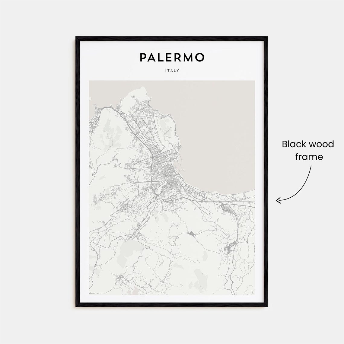 Modern Minimalist Palermo Sicily Italy Island Street Map Poster - Image 3