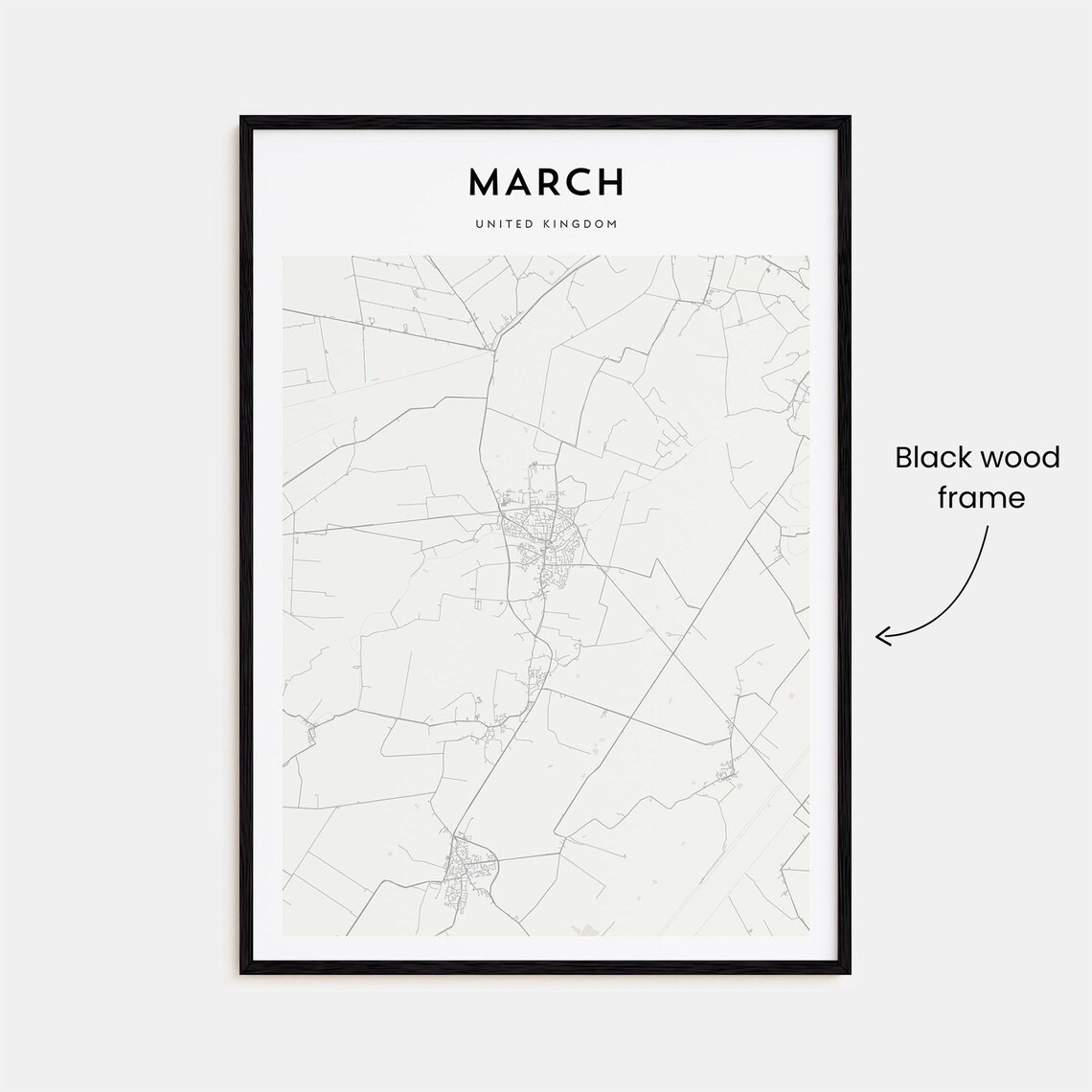 March United Kingdom Fenland Town Beige Minimalist Map Art Poster - Image 3