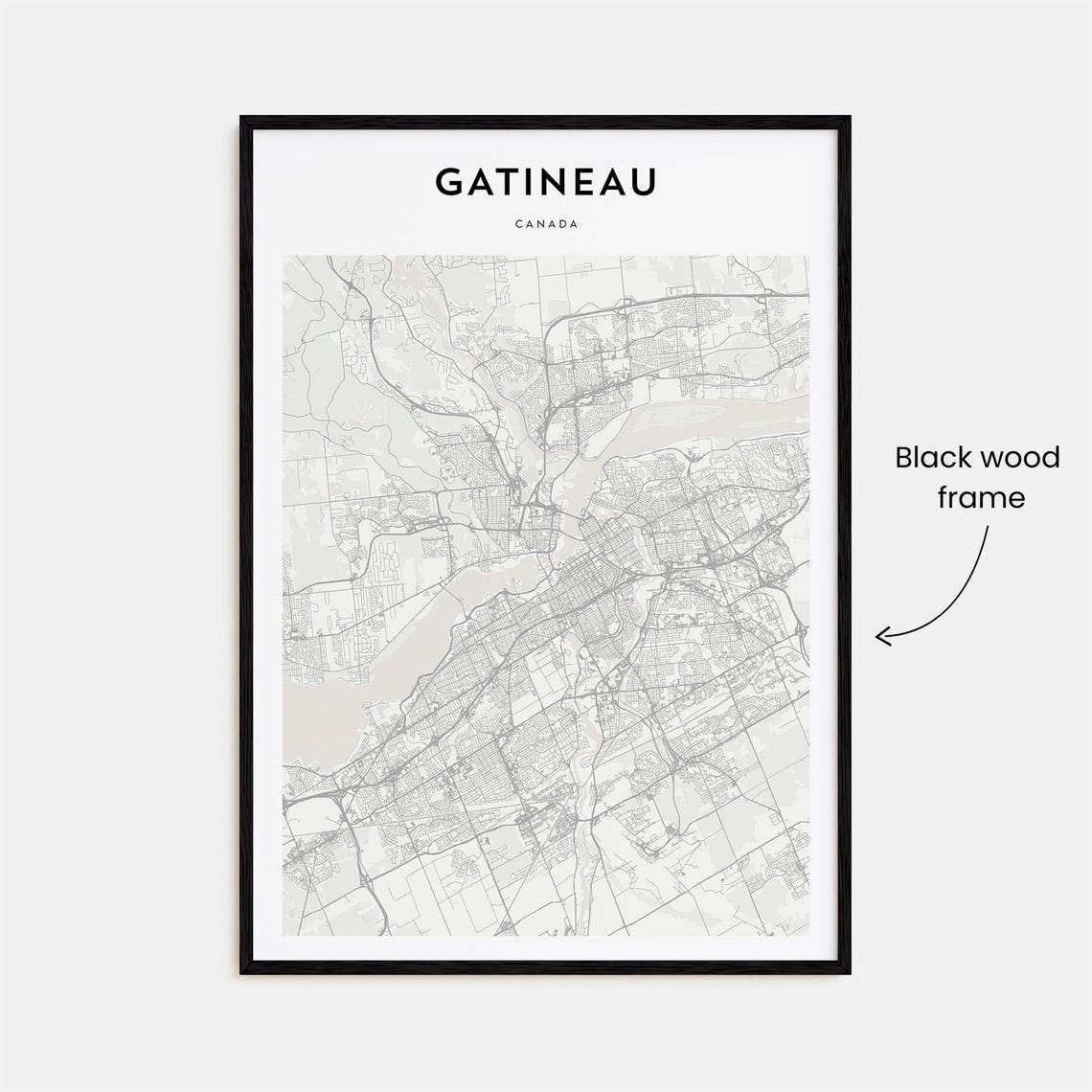 Gatineau Canada Minimalist City Street Map Monochrome Art Poster - Image 3