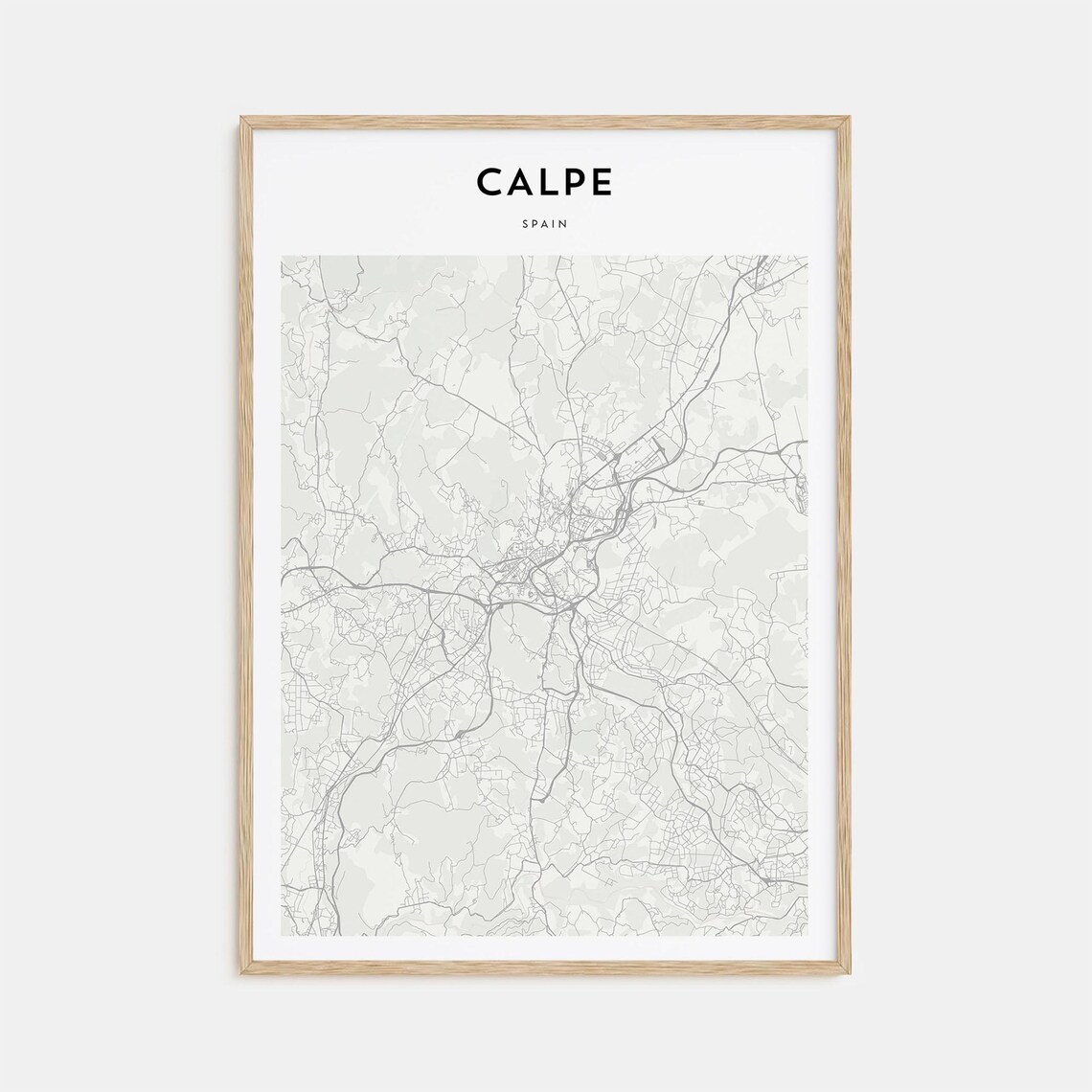 Calpe Spain Minimalist Coastal Town Street Map Modern Wall Art Decor