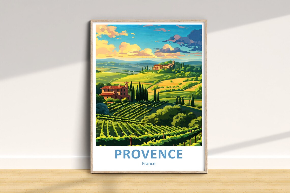 Provence France Vineyard Countryside Sunny Travel Art Poster