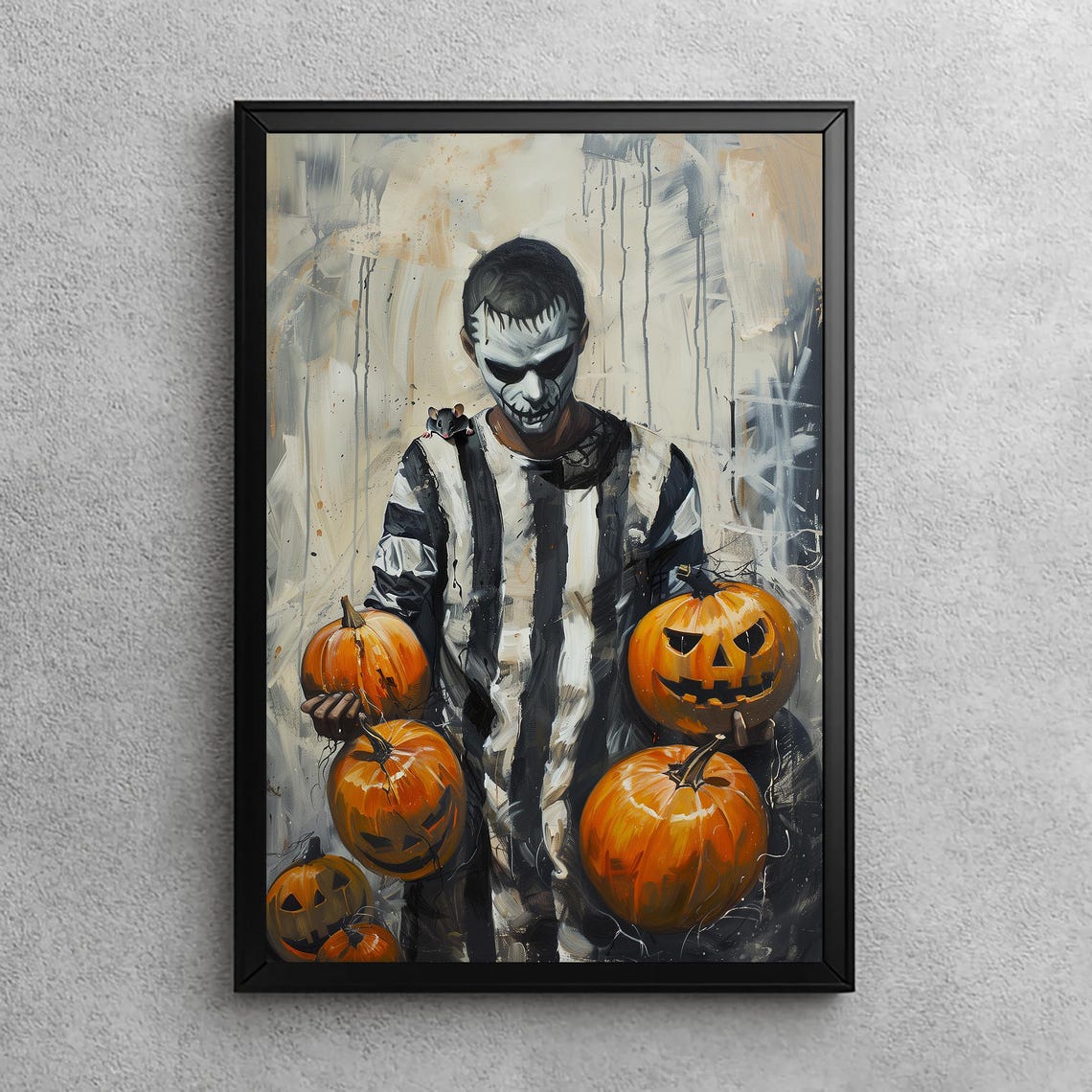 Pumpkin Prisoner Skeleton Boy With Jack O Lanterns Horror Poster