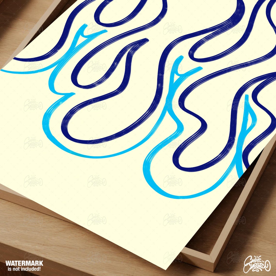 Cold Fire Blue Flame Swirl Minimalist Modern Abstract Poster - Image 2