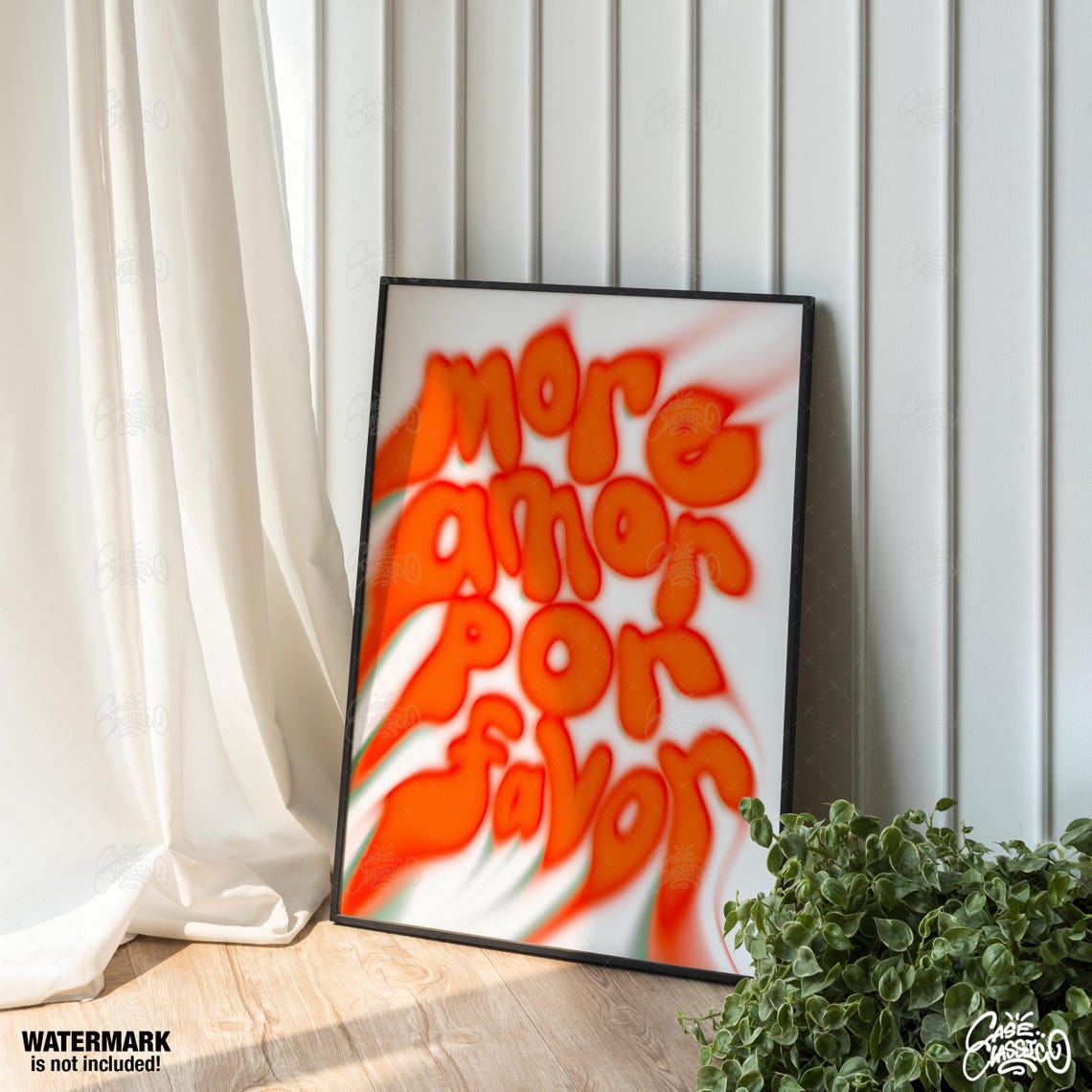 More Amor Por Favor Orange 3D Bubble Letter Love Quote Poster - Image 4