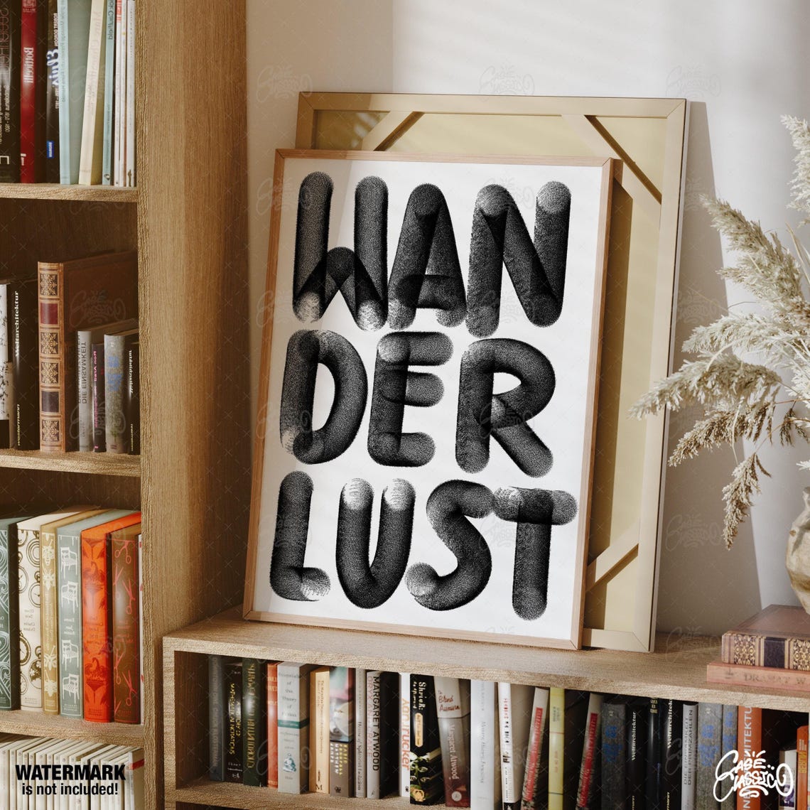 Wanderlust Black 3D Puffy Bubble Letters Bold Travel Quote Poster - Image 2