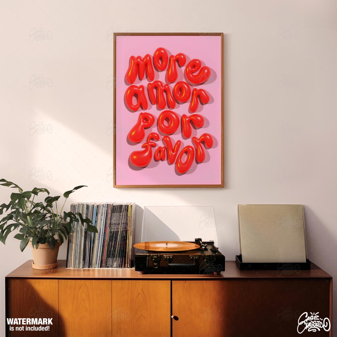 More Amor Por Favor Red 3D Candy Glossy Bubble Letter Poster - Image 3