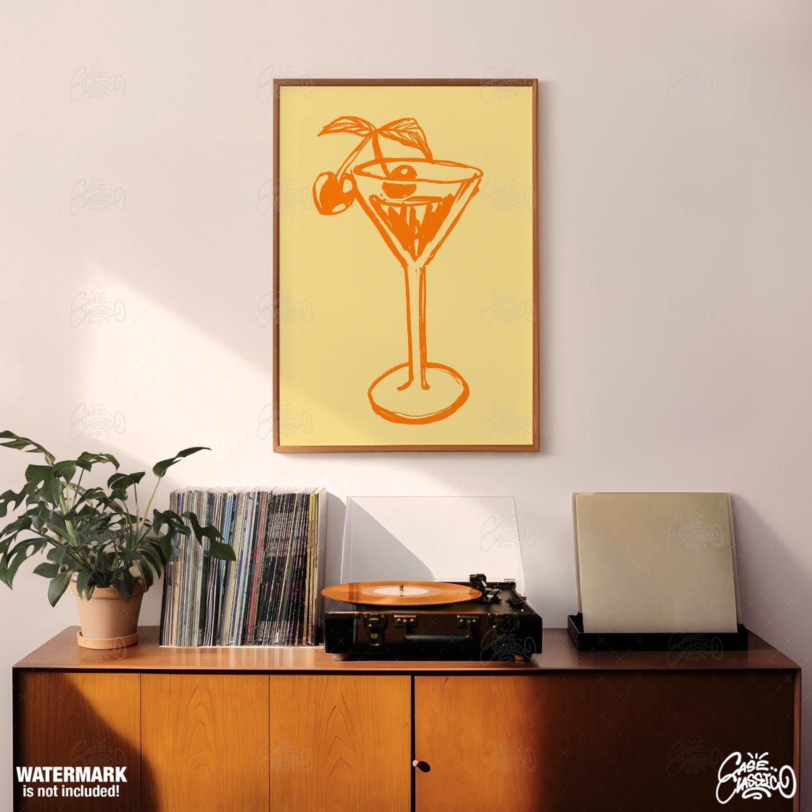 Orange Martini Glass Minimalist Cocktail Line Drawing Poster - Image 4