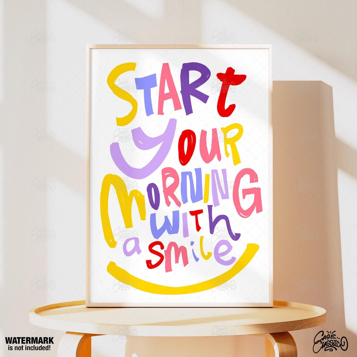 Start Your Morning With A Smile Rainbow Lettering Quote Poster - Image 4