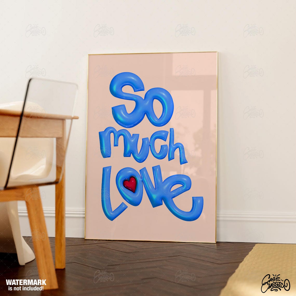 So Much Love Blue 3D Bubble Letters Red Heart Romantic Wall Art - Image 3