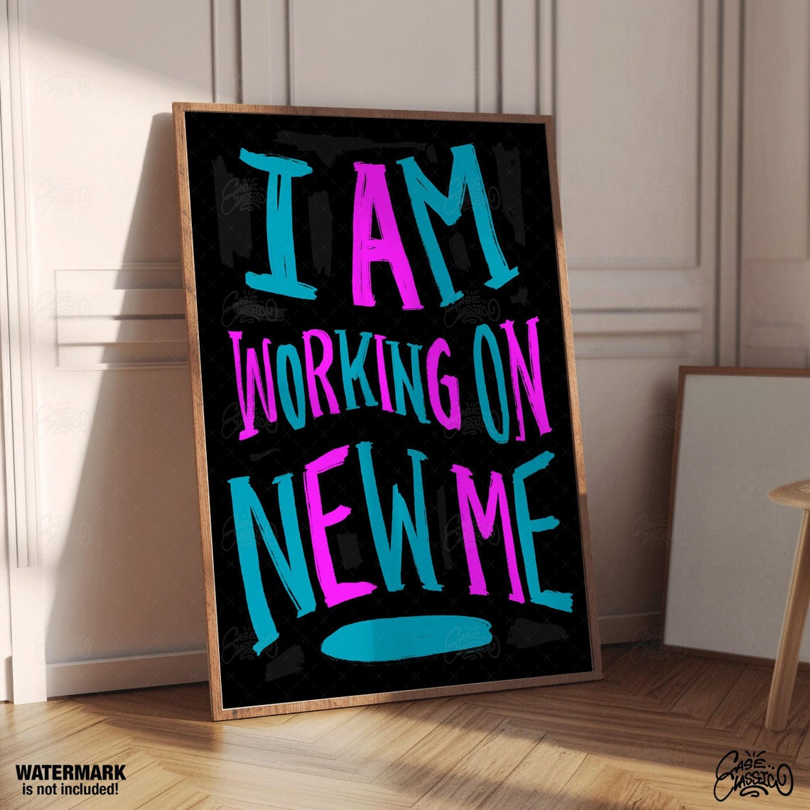 I Am Working On A Fresh New Me Neon Style Motivational Poster - Image 4