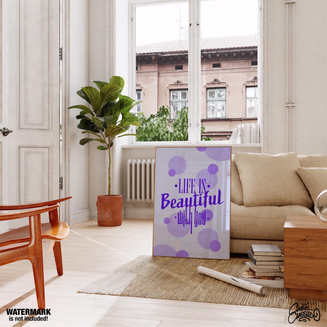 Life Is Beautiful With You Trendy Wall Art Girly Wall Art Indie Room Decor Teen Girl Wall Art Quote Print Minimalist Wall Art - Image 2