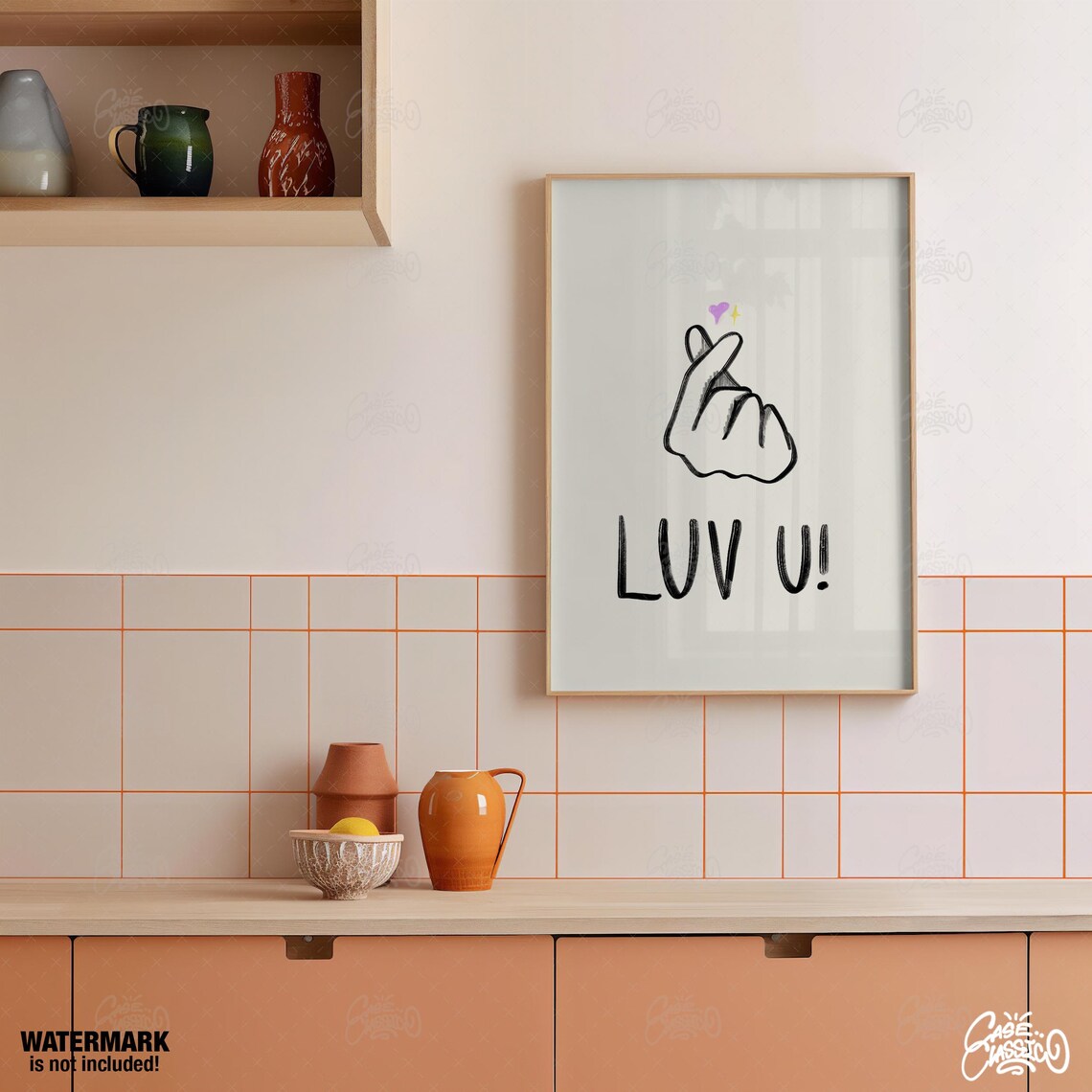 Luv U Finger Heart Trendy Wall Art Indie Room Decor Teen Girl Wall Art Aesthetic Room Decor Fine Art Prints Minimalist Wall Art - Image 2