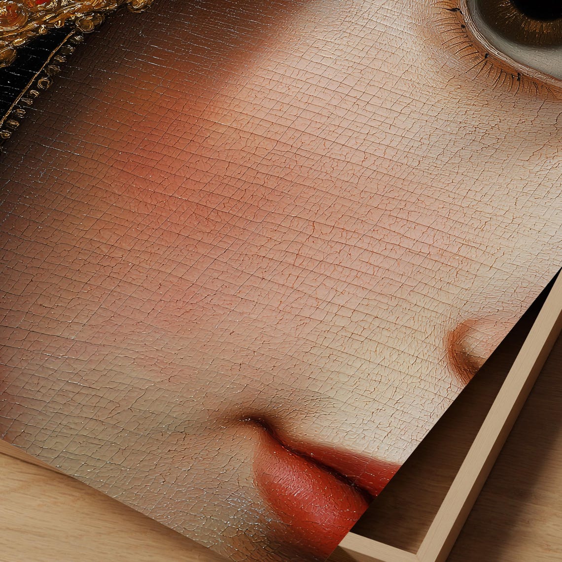 Jeweled Gold Veil Renaissance Eye Close-Up Painting Wall Poster - Image 3