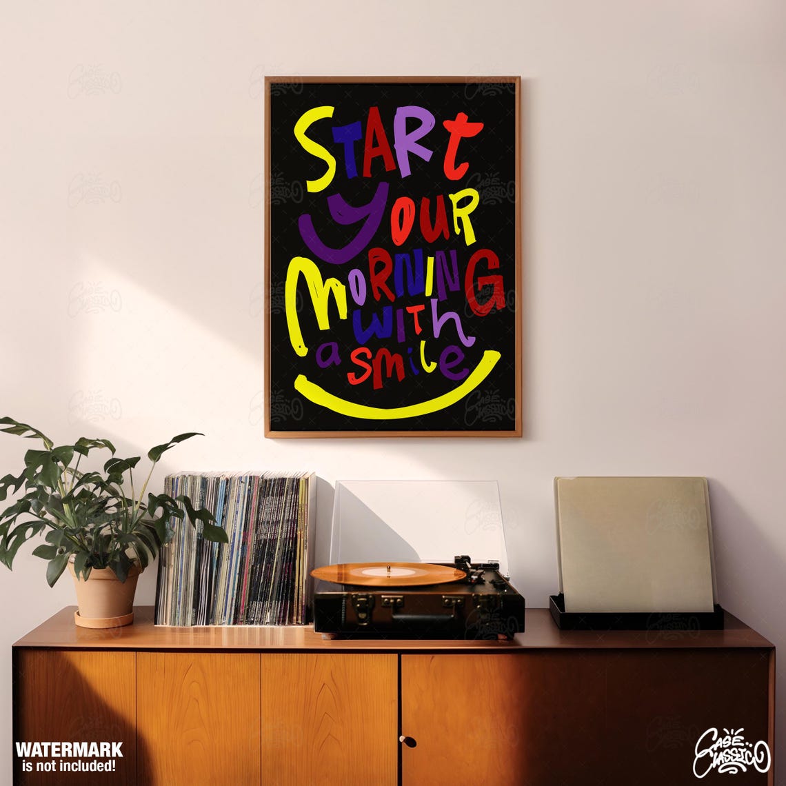 Start Your Morning With A Smile Colorful Hand Lettered Poster - Image 3