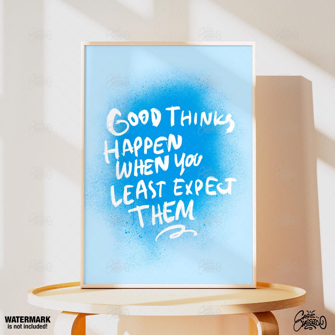 Good Things Happen When You Least Expect Them Blue Quote Poster - Image 4