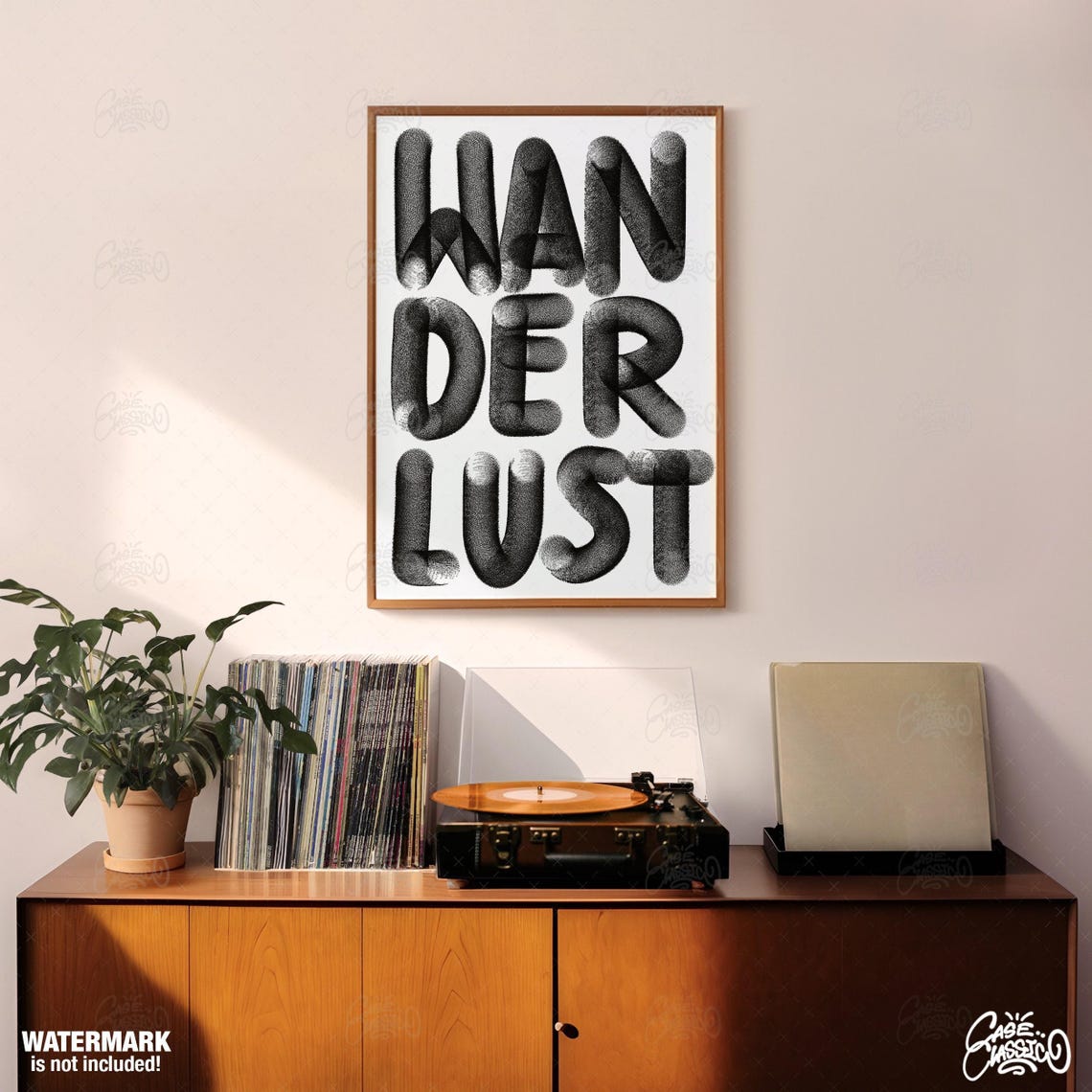 Wanderlust Black 3D Bubble Letter Typography Travel Quote Poster - Image 3