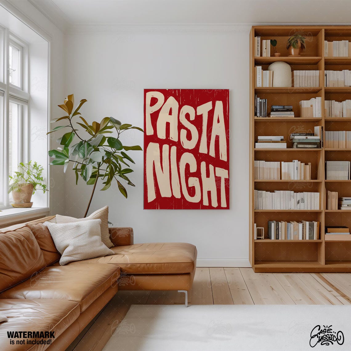 Pasta Night Bold Retro Italian Kitchen Typography Poster For Walls - Image 2
