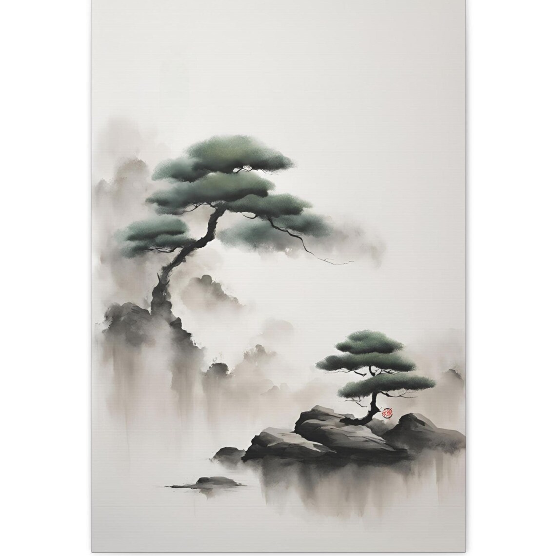 Japandi Painting Zen Minimalist Japanese Ink Wash Art Print