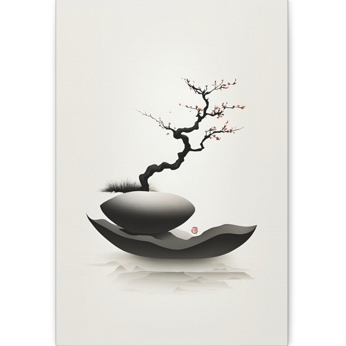 Japandi Zen Minimalist Ink Wash Wall Art Print