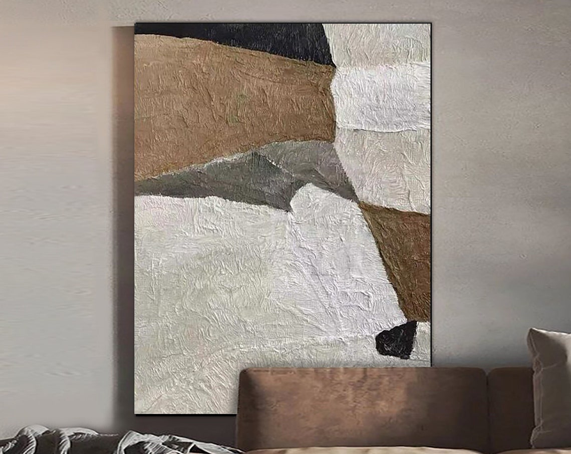 Original Beige White Abstract Painting White Minimalist Art White Wall Art Texture Painting White And Brown Oil Painting Beige Painting - Image 5