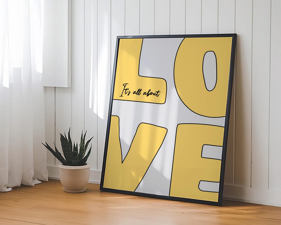Love Is The Only Way Bold Retro Orange Typography Quote Wall Art - Image 2