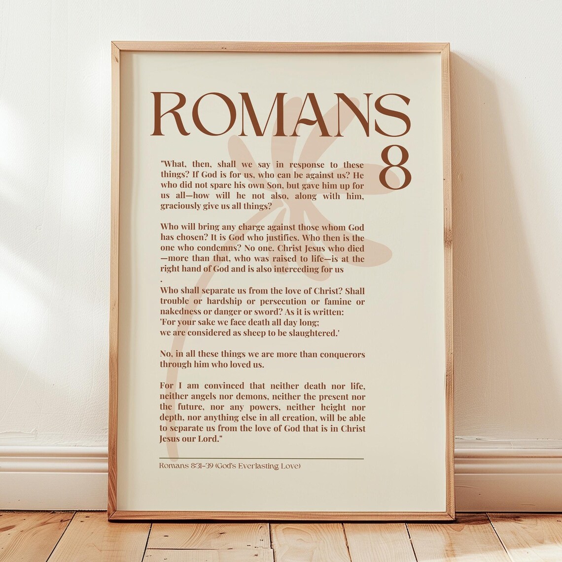 Romans 8 Beige Print Modern Christian Wall Art