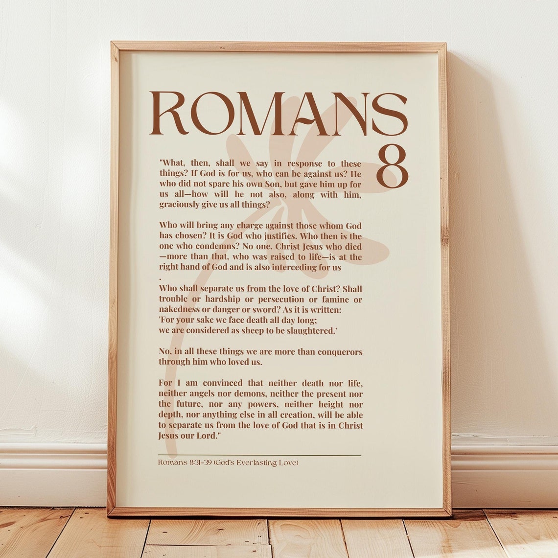 Romans 8 Everlasting Love Bible Verse Scripture Cream Art Poster