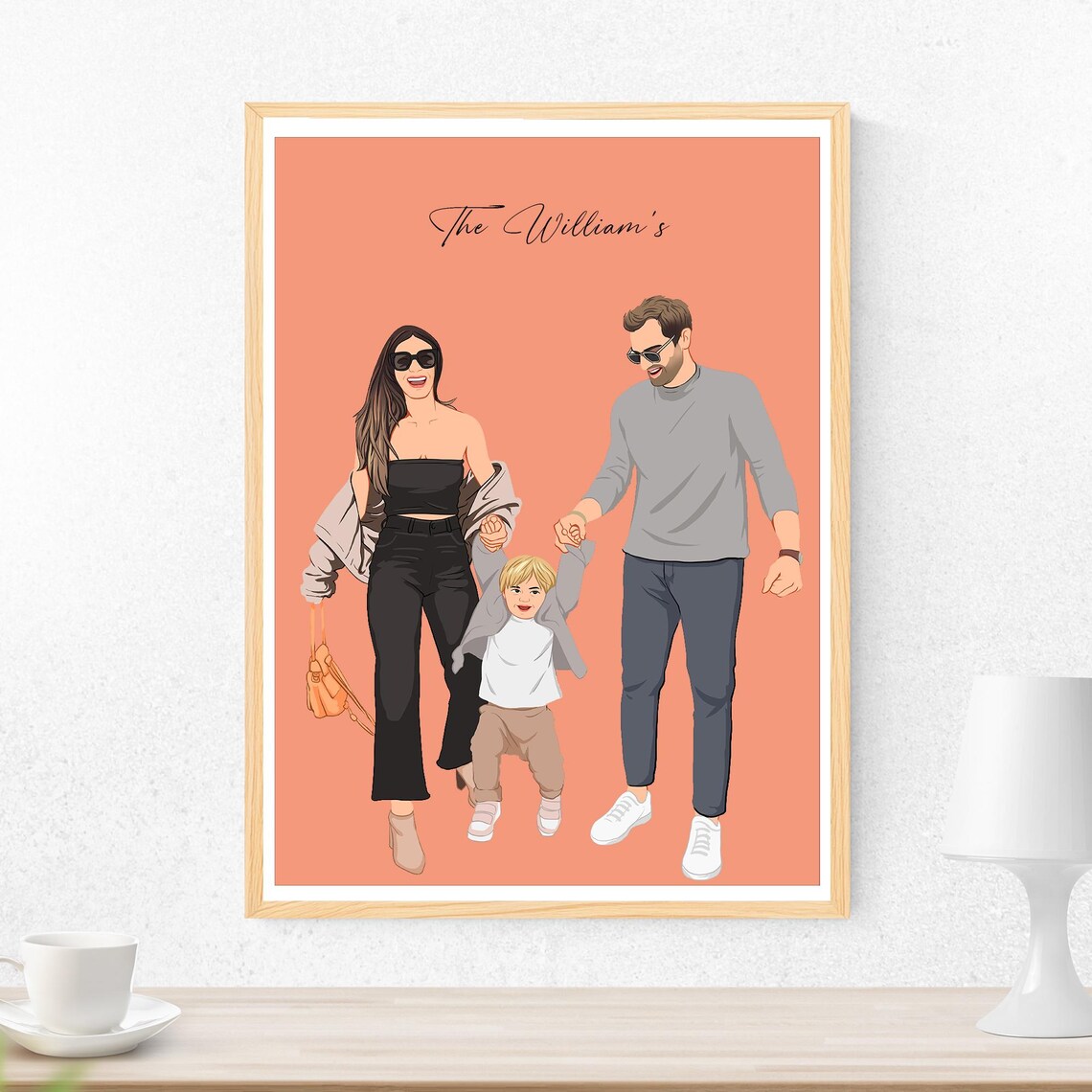 Custom Mom Holding Toddler Portrait Illustration Digital Wall Art - Image 4