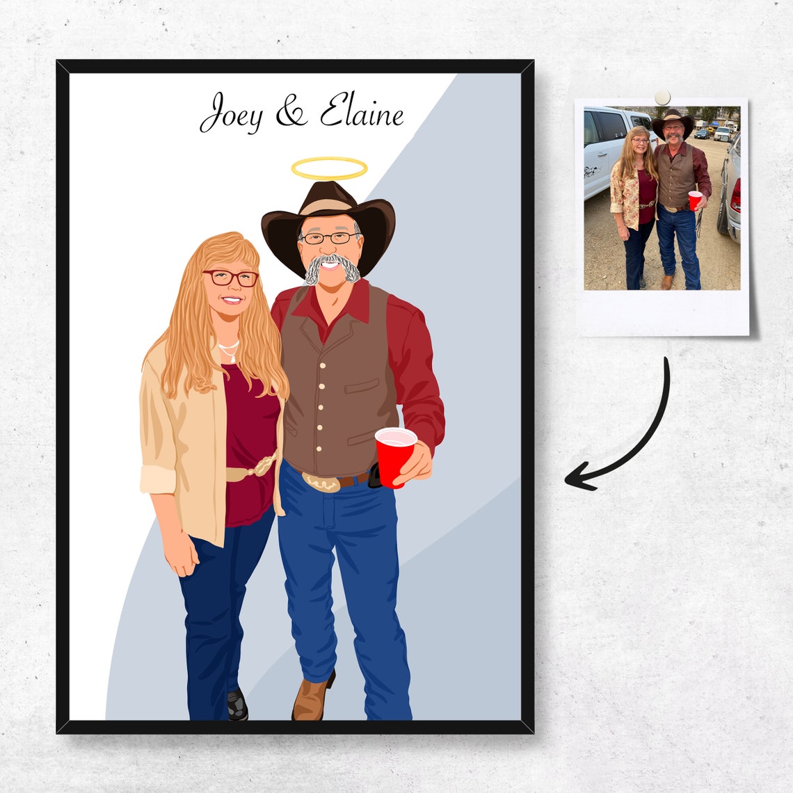 Custom Memorial Family Portrait Grandpa Halo Loved One Heaven Gift Poster - Image 4