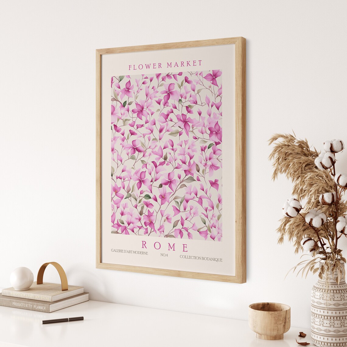 Flower Market Rome Bougainvillea Pink Floral Botanical Poster - Image 3