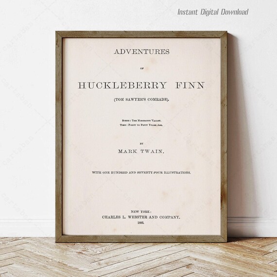 Adventures Of Huckleberry Finn Mark Twain 1885 Title Page Book Poster