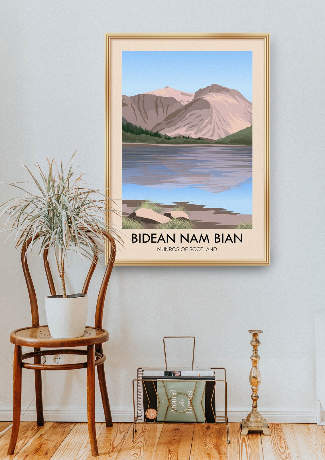 Bidean Nam Bian Munros Of Scotland Mountain Lake Hiking Travel Poster - Image 2