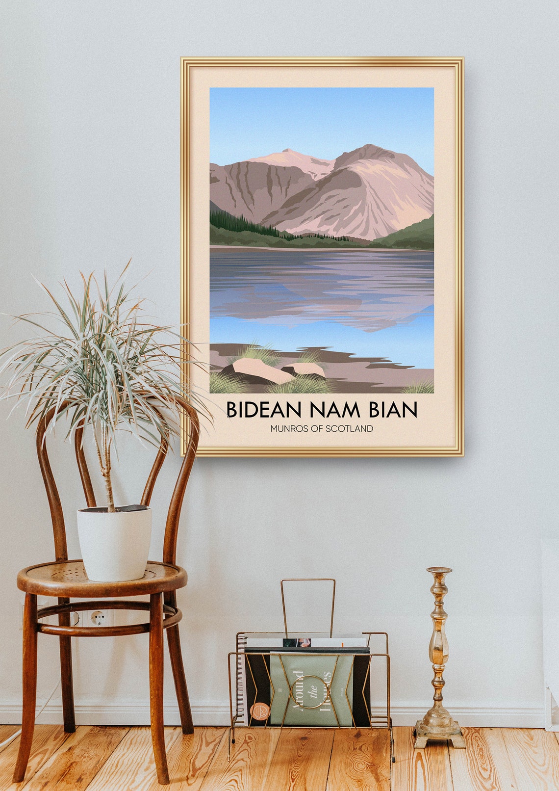Bidean Nam Bian Munros Of Scotland Travel Poster Glen Coe Scottish Highlands Argyll Stob Coire Sgreamhach Vintage Travel Print Hiking - Image 2