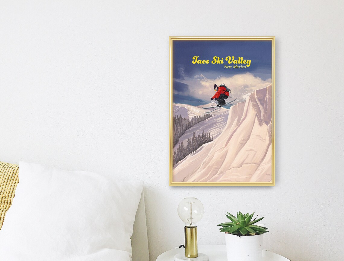 Taos Ski Valley Vintage Ski Travel Poster, New Mexico - Image 3