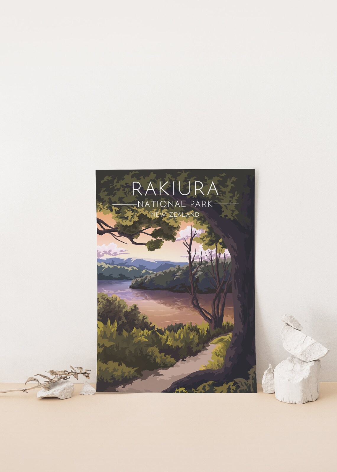 Rakiura National Park New Zealand Forest Lake Sunset Scenic Poster - Image 4
