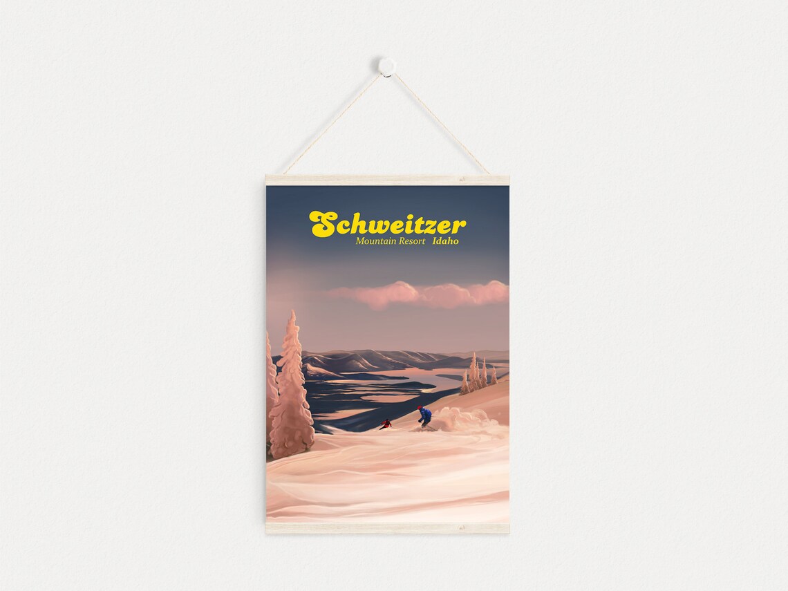 Schweitzer Mountain Resort Idaho Vintage Travel Poster - Image 4