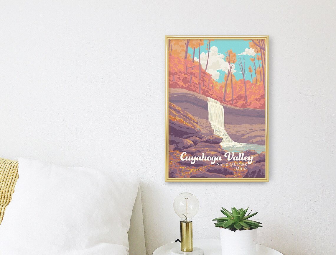 Cuyahoga Valley National Park Autumn Waterfall Vintage Poster - Image 3
