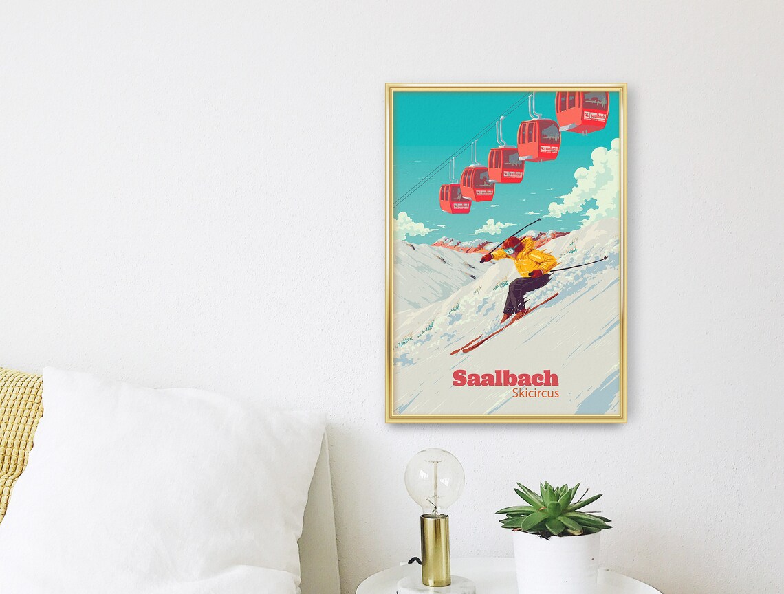 Saalbach Vintage Ski Resort Travel Poster - Image 3