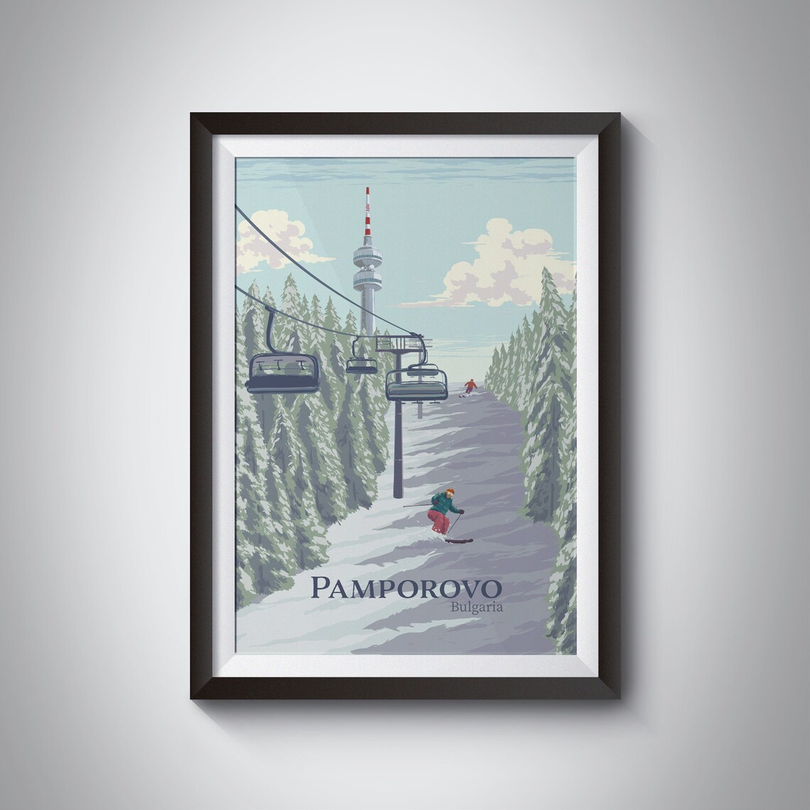 Pamporovo Vintage Travel Poster, Rhodope Mountains