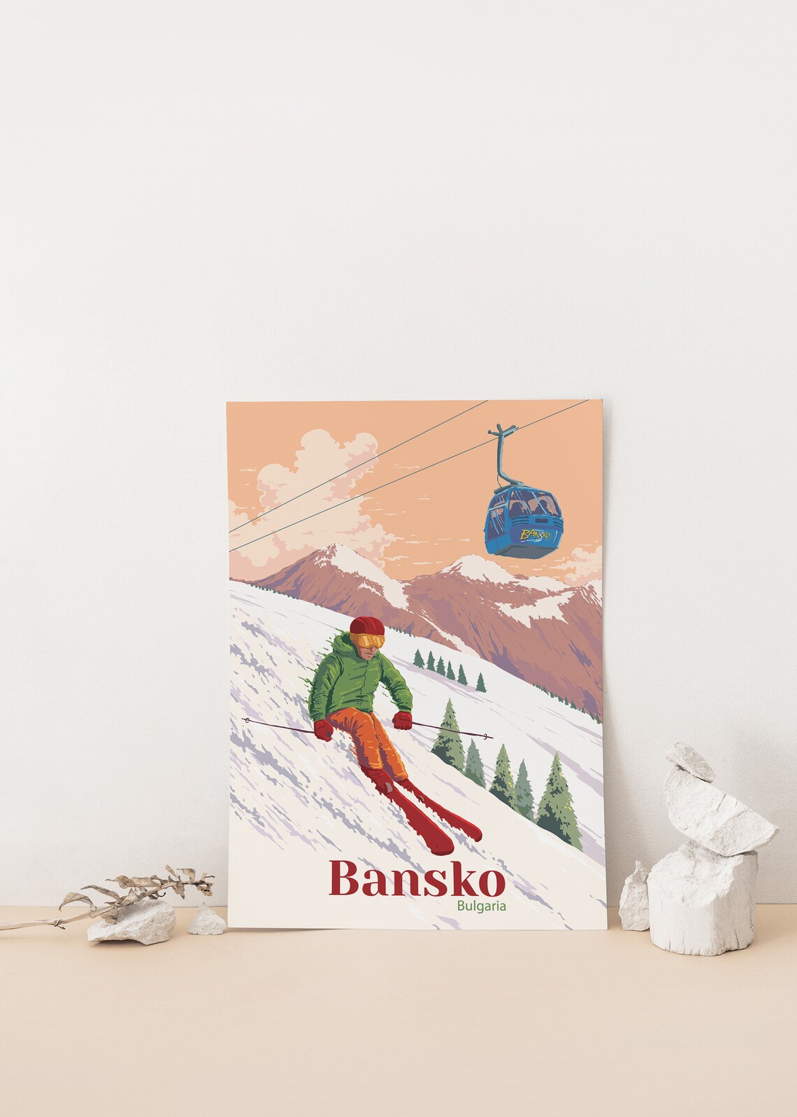 Bansko Bulgaria Vintage Ski Resort Travel Poster - Image 4
