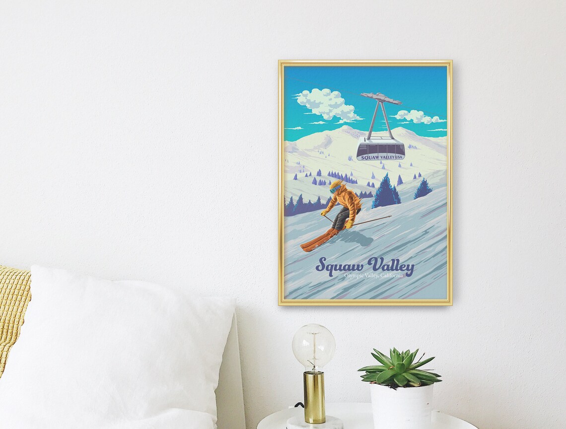 Squaw Valley Ski Resort Vintage Travel Poster - Image 3
