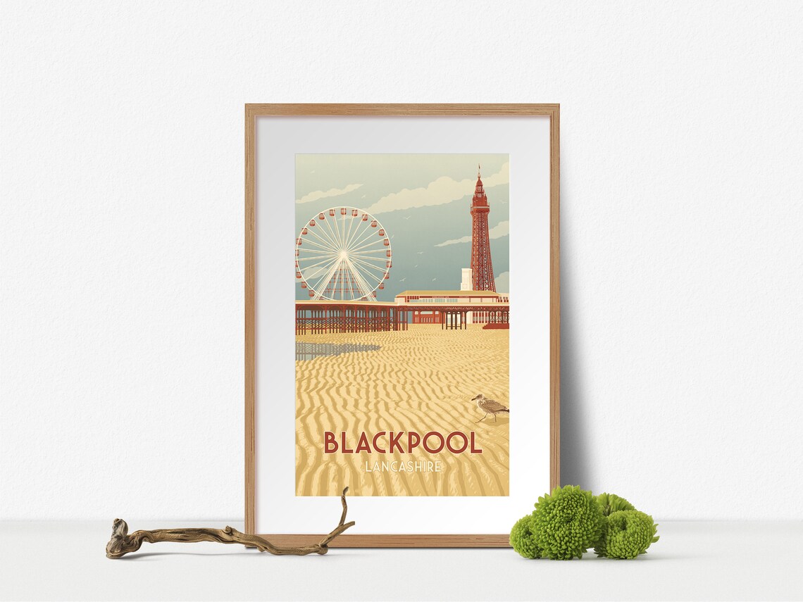Blackpool Travel Poster, Lancashire Art Deco Print - Image 2