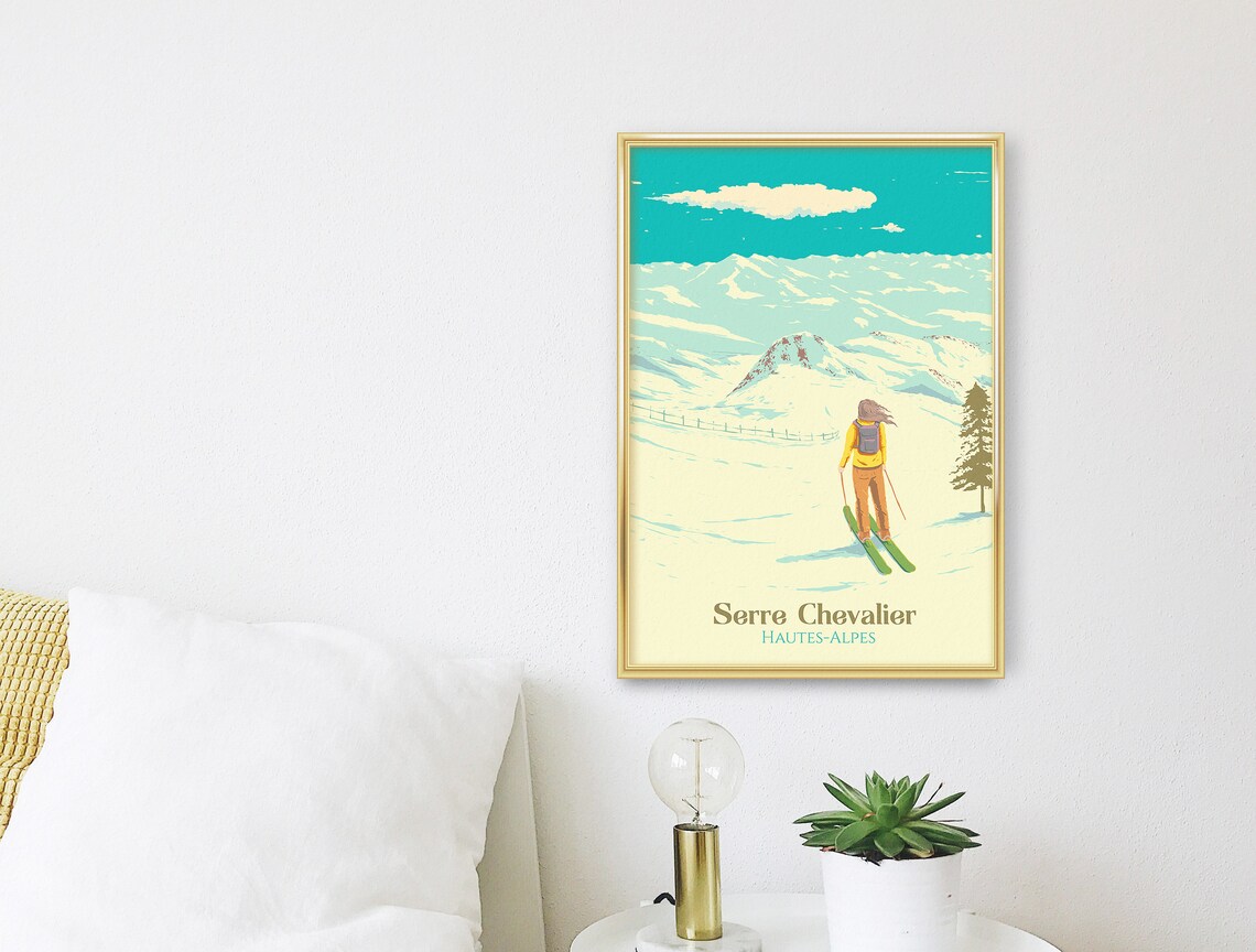 Serre Chevalier Vintage Ski Resort Travel Poster - Image 3