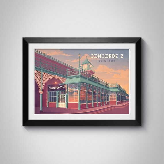 Concorde 2 Brighton Iconic Music Venue Travel Illustration Poster