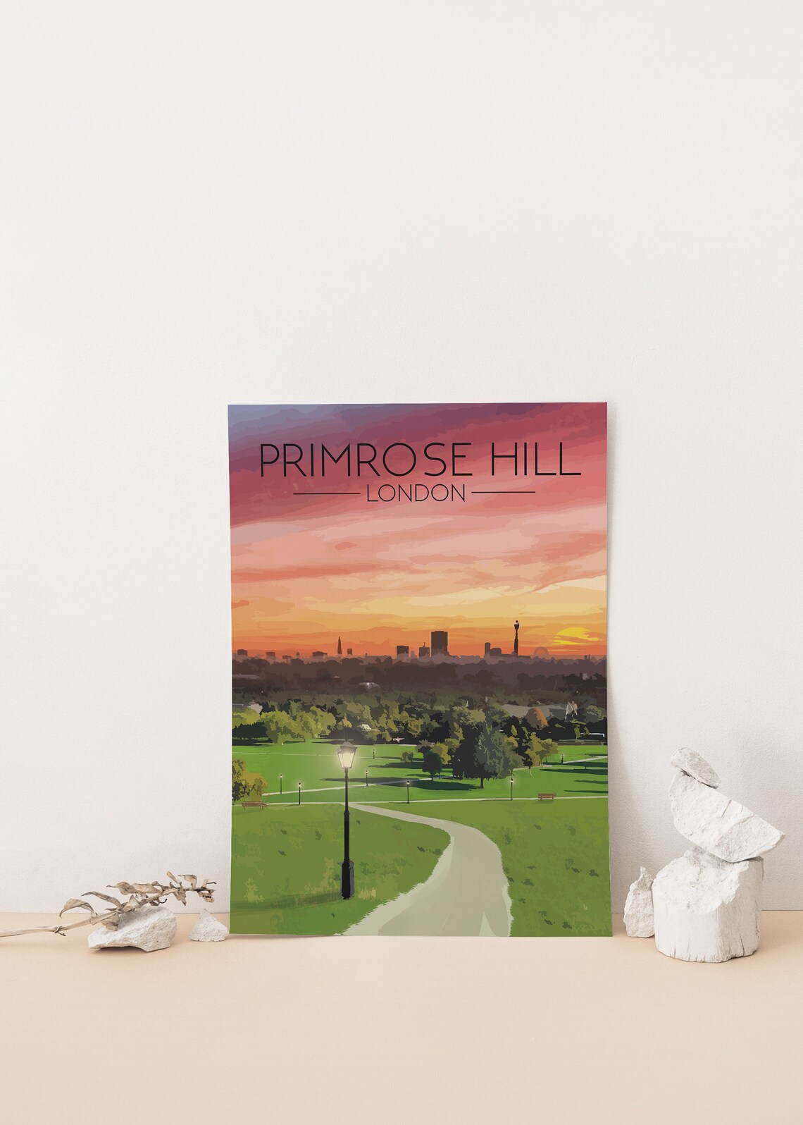 Primrose Hill London Travel Poster, Skyline Cityscape - Image 4