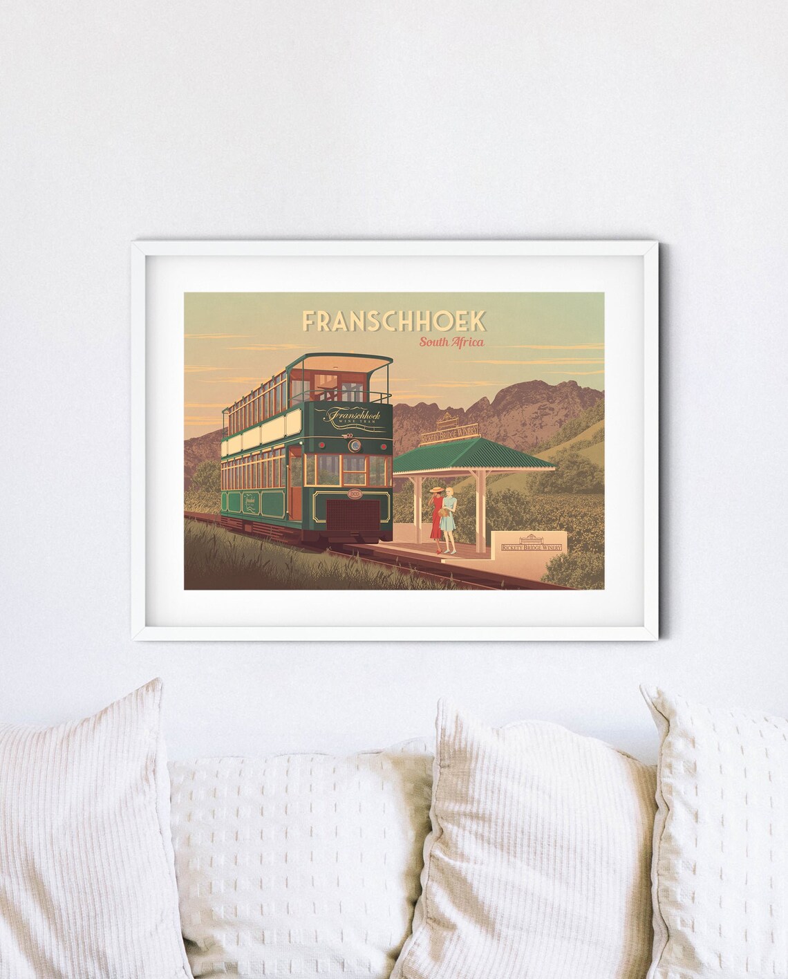 Franschhoek Wine Tram South Africa Vineyard Station Sunset Poster - Image 4